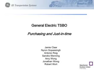 General Electric TSBO Purchasing and Just-in-time
