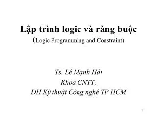 l p tr nh logic v r ng bu c logic programming and constraint