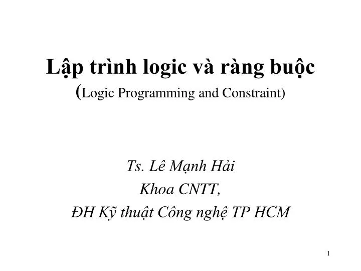 l p tr nh logic v r ng bu c logic programming and constraint