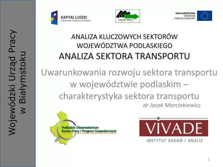analiza kluczowych sektor w wojew dztwa podlaskiego analiza sektora transportu