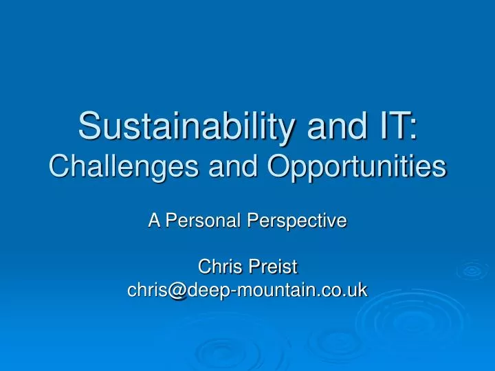 sustainability and it challenges and opportunities