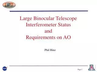 Large Binocular Telescope Interferometer Status and Requirements on AO