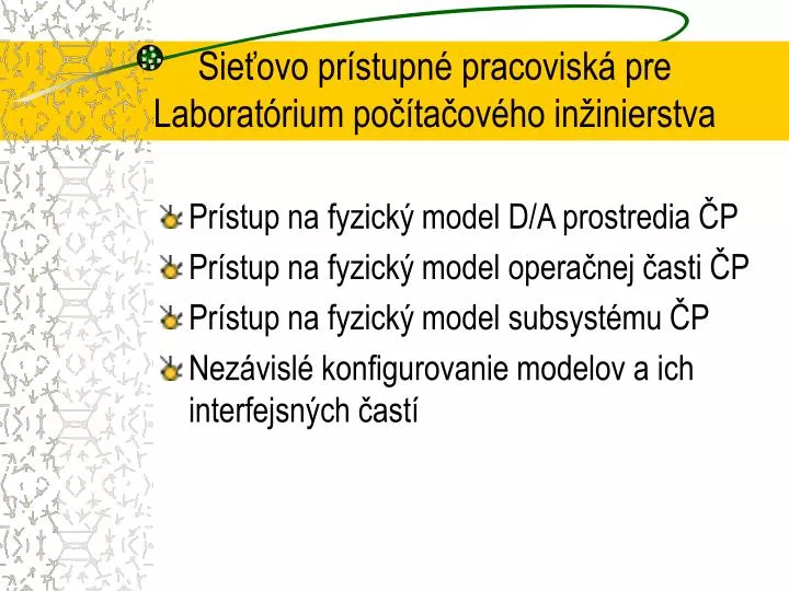 sie ovo pr stupn pracovisk pre laborat rium po ta ov ho in inierstva