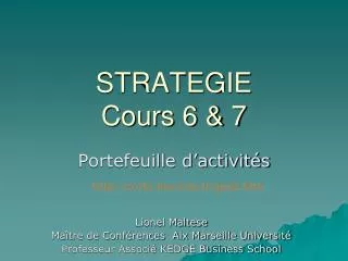 strategie cours 6 7