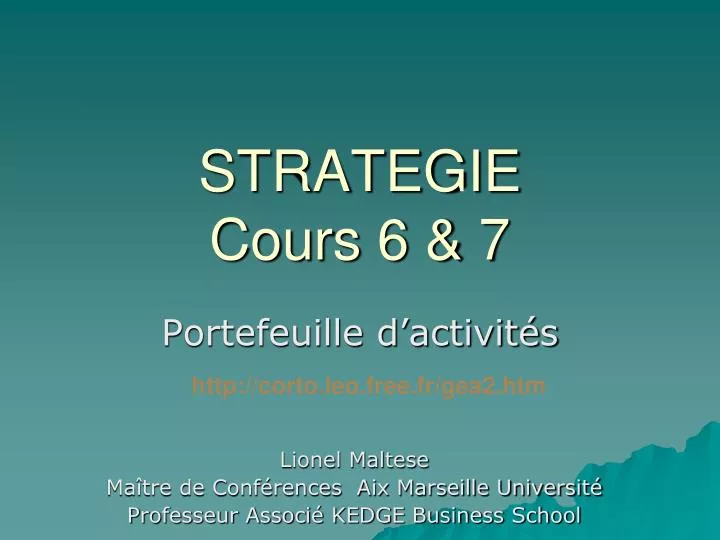 strategie cours 6 7