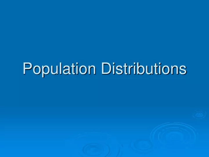 population distributions
