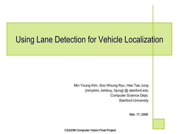 using lane detection for vehicle localization