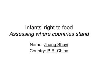 Infants' right to food Assessing where countries stand