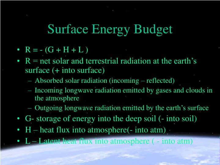 surface energy budget