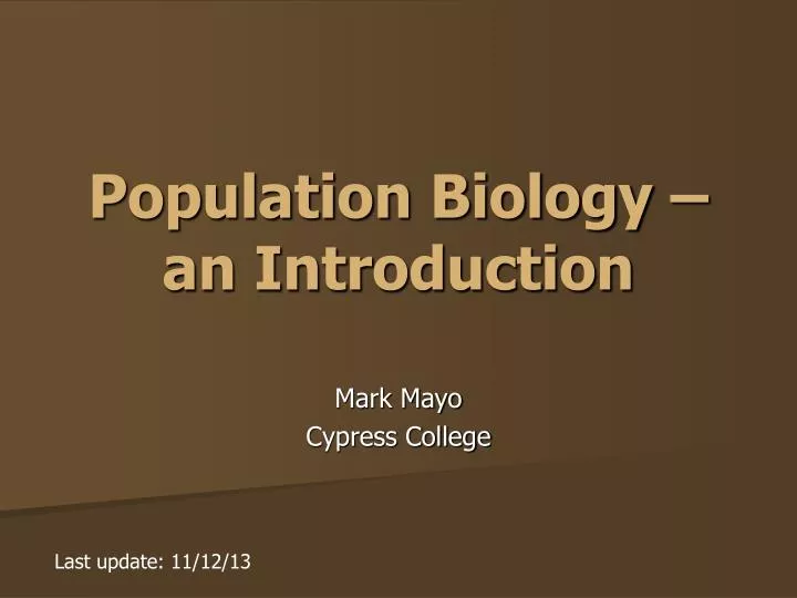 population biology an introduction