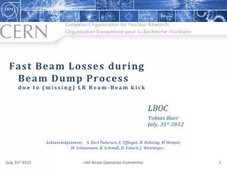 Fast Beam Losses during Beam Dump Process due to ( missing ) LR Beam-Beam kick