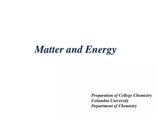 Matter and Energy