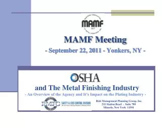 MAMF Meeting - September 22, 2011 - Yonkers, NY -