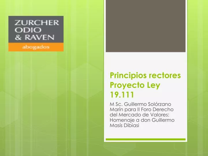 principios rectores proyecto ley 19 111