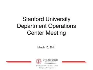 Stanford University Department Operations Center Meeting