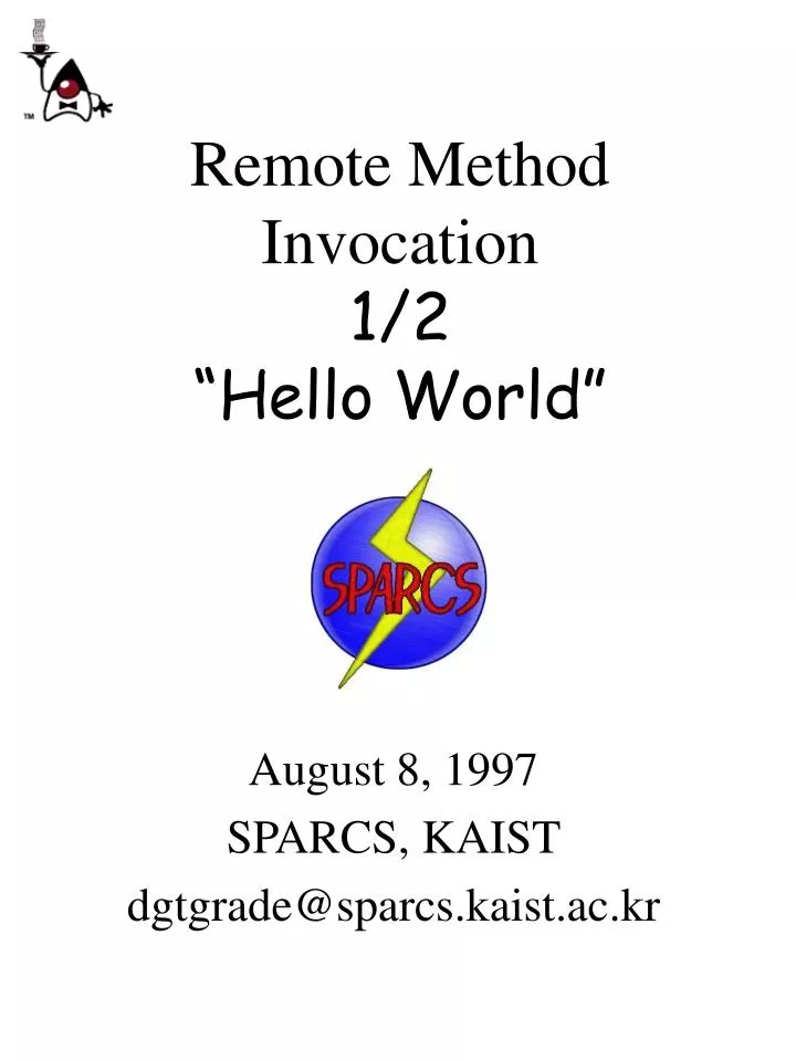 remote method invocation 1 2 hello world
