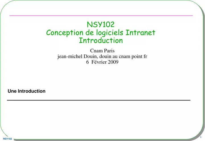 nsy102 conception de logiciels intranet introduction