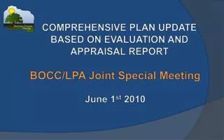 COMPREHENSIVE PLAN UPDATE BASED ON EVALUATION AND APPRAISAL REPORT