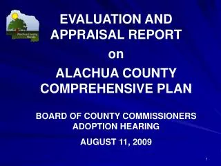 EVALUATION AND APPRAISAL REPORT on ALACHUA COUNTY COMPREHENSIVE PLAN
