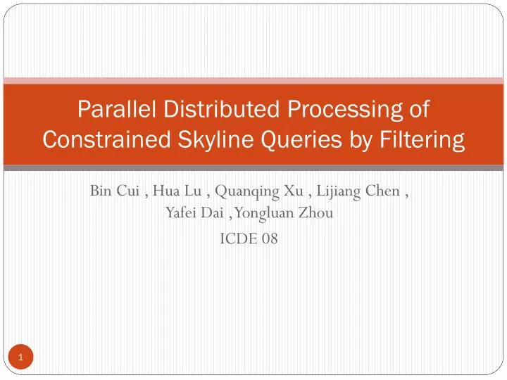 parallel distributed processing of constrained skyline queries by filtering