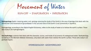 HYDROGEOLOGY- GEOHYDROLOGY