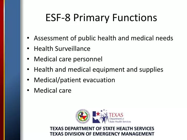 esf 8 primary functions
