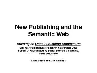 New Publishing and the Semantic Web