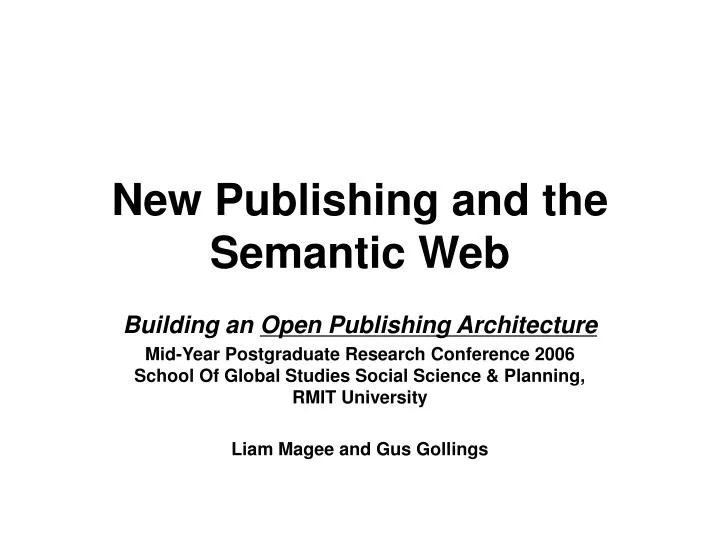 new publishing and the semantic web