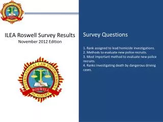 ILEA Roswell Survey Results November 2012 Edition