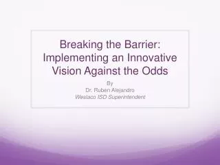 Breaking the Barrier: Implementing an Innovative Vision Against the Odds