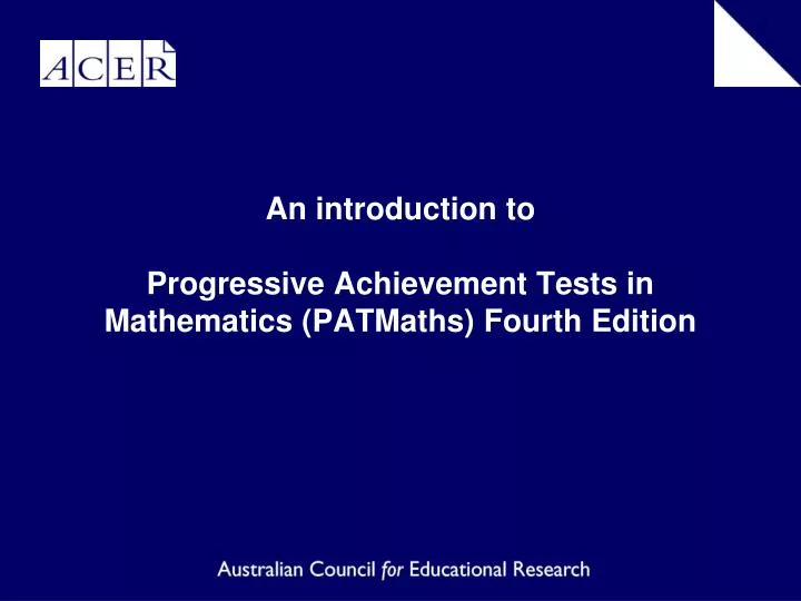 an introduction to progressive achievement tests in mathematics patmaths fourth edition