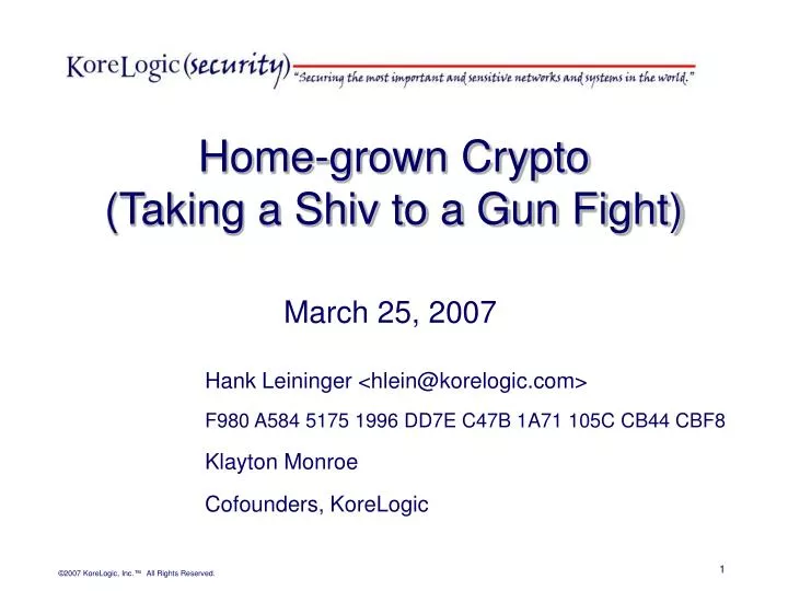 home grown crypto taking a shiv to a gun fight