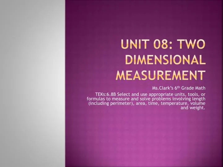 unit 08 two dimensional measurement