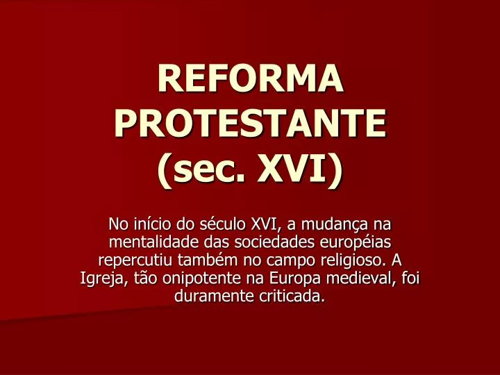 reforma protestante sec xvi