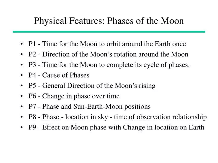 physical features phases of the moon