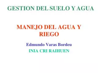 manejo del agua y riego