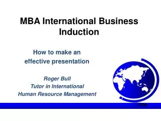 MBA International Business Induction