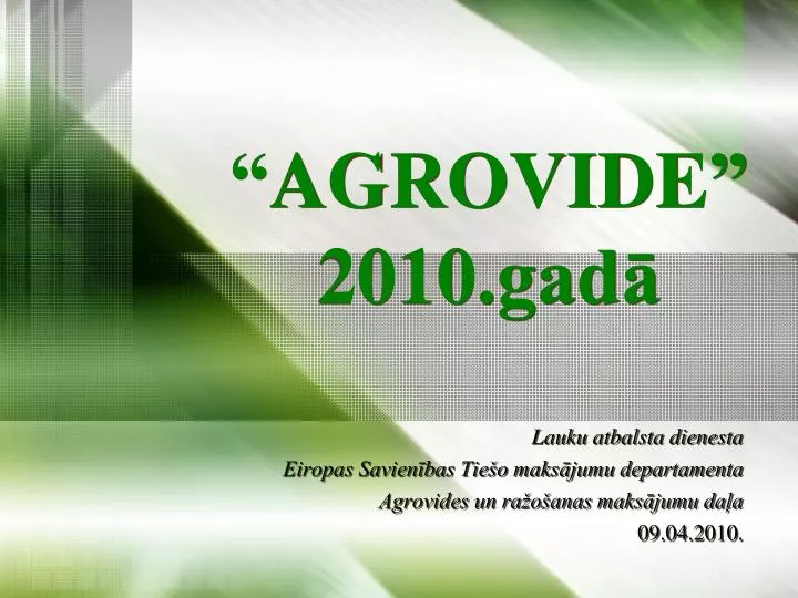 agrovide 2010 gad