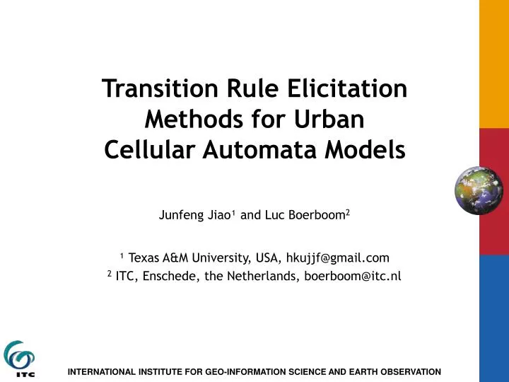 transition rule elicitation methods for urban cellular automata models
