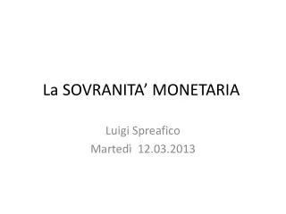 la sovranita monetaria