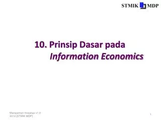 10. Prinsip Dasar pada Information Economics