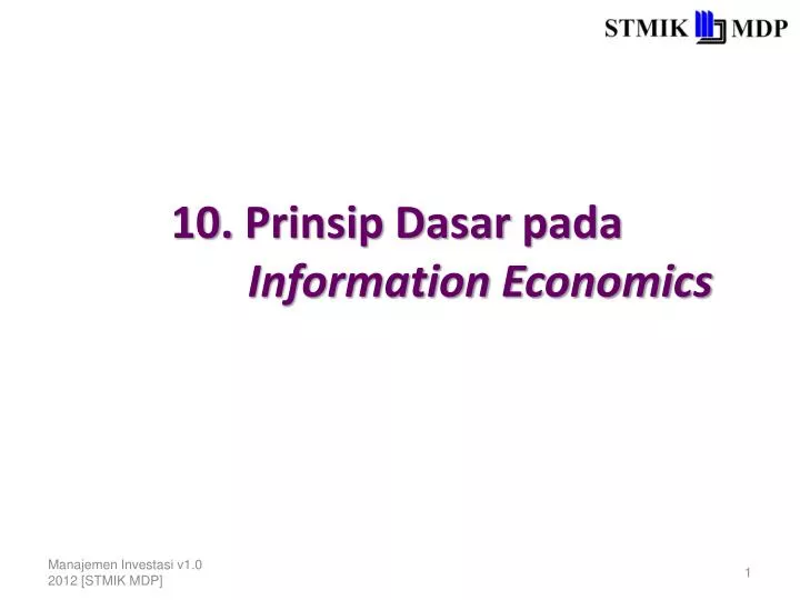 10 prinsip dasar pada information economics