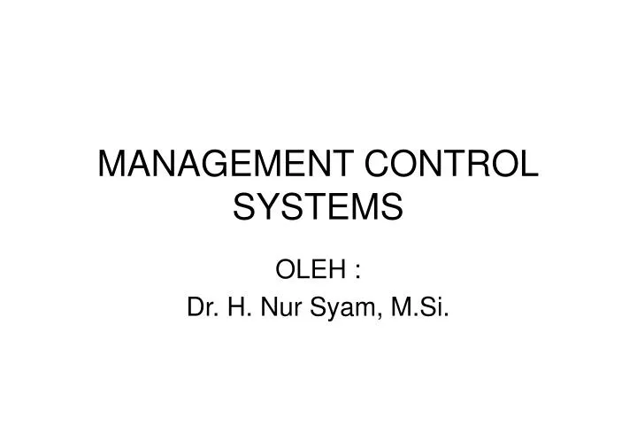 management control systems