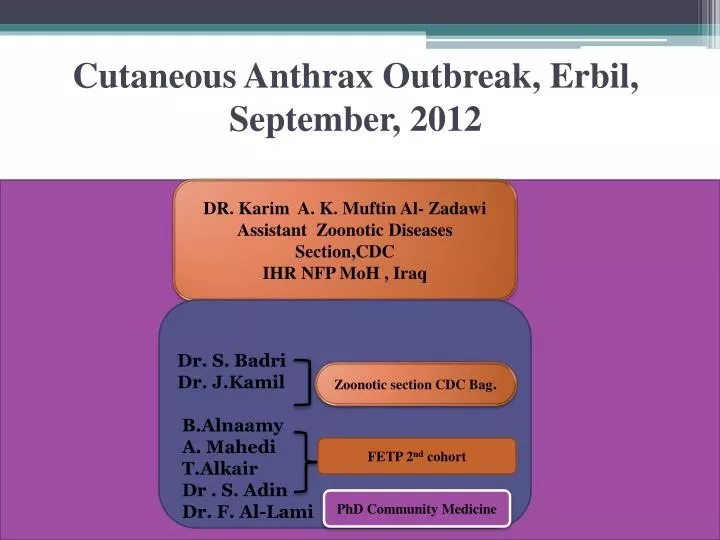 cutaneous anthrax outbreak erbil september 2012