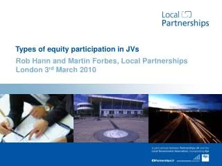 Types of equity participation in JVs