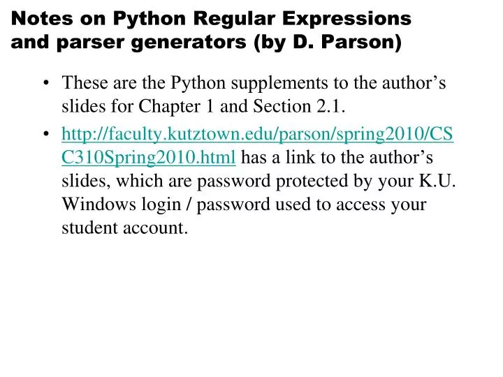 notes on python regular expressions and parser generators by d parson