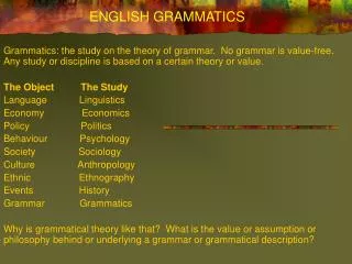 ENGLISH GRAMMATICS