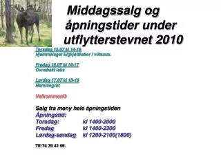 middagssalg og pningstider under utflytterstevnet 2010