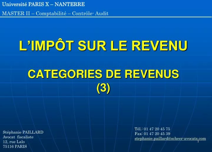 l imp t sur le revenu categories de revenus 3