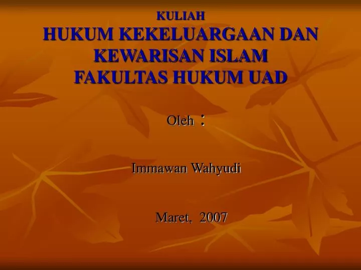 kuliah hukum kekeluargaan dan kewarisan islam fakultas hukum uad